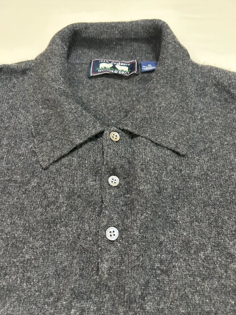 Woods & Gray Long-Sleeve Polo; 100% Wool; Dry Clean Only; Men's XL; Dark Gray - Picture 3 of 11